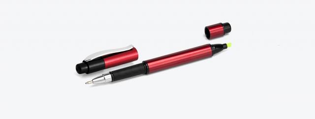 caneta-aluminio-2x1-vermelho-anodizado-esfero-marca-texto