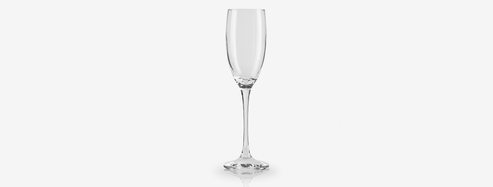 Taça de vidro para Champagne. Capacidade: 190ml.